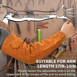 Custom Designed Heavy Duty Waterproof Leather <b>Welding</b> Work Sleeves Flame-Resistant Arm Protection for Safety Clothing - Product Image 2