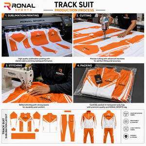 ชุดวอร์มผู้ชาย Ronal Sports สีส้มขาว ดีไซน์สปอร์ต คอตั้ง แขนยาว ระบายอากาศได้ดี ผลิตจากโพลีเอสเตอร์ - Product Image 5