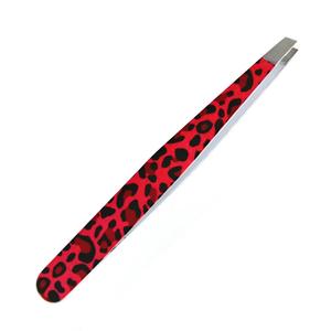 Pinzas para Pestañas Morje Quirúrgicas de Alta Calidad, de Acero Inoxidable con Estampado de Leopardo Rojo, Punta Suave de Precisión, Dentadas - Product Image 1