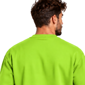 Sweat-shirt vert lime pour homme, col rond, manches longues, pull décontracté en polaire, logo personnalisé, streetwear, vêtements de sport d'hiver, vente en gros - Product Image 4