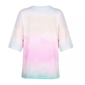 Camiseta de Verano Casual de Poliéster Ligero con Estampado Degradado Tie-Dye de Manga Media Oversize para Mujer, Tendencia 2026, Venta al por Mayor - Product Image 2
