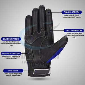 Gants de moto en cuir pour la conduite en extérieur - Style course robuste avec intérieur doux et design antidérapant - Product Image 3