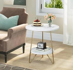 Modern <b>Marble</b> <b>Top</b> <b>Console</b> <b>Table</b> with Gold Metal Legs Storage Shelf Living Room Accent Furniture - Product Image 2
