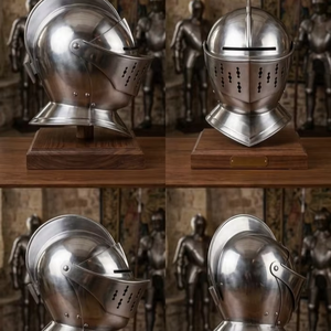 Casco Medieval Artesanal de Acero Pulido con Visera de Caballero, Armadura Funcional para SCA, Antiguo, Coleccionable, para Reenactment - Product Image 3