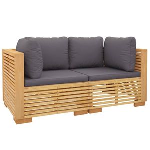Ensemble de salon de jardin gris foncé avec bois naturel pour canapés de jardin - Product Image 3