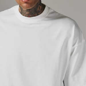Camiseta de Hombre con Logotipo Personalizado, Corte Cuadrado, Algodón Grueso de 240 g/m², Cuello Redondo Acordonado, Hombros Caídos, Estilo Urbano, Tallas Grandes - Product Image 6
