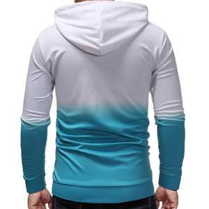 Sweat-shirt à capuche dégradé blanc et turquoise pour homme, style décontracté streetwear - Product Image 2