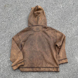 Sweat-shirts à capuche surdimensionnés en coton épais French Terry pour hommes, personnalisés, effet vintage délavé et usé - Product Image 3