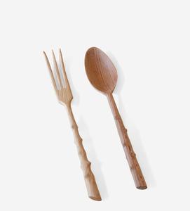 Juego de Tenedores y Cucharas para Ensalada de Madera, Ecológicos, Aptos para Lavavajillas, Estilo Americano, Utensilios para Servir, Mezclar y Remover Ensaladas - Product Image 1