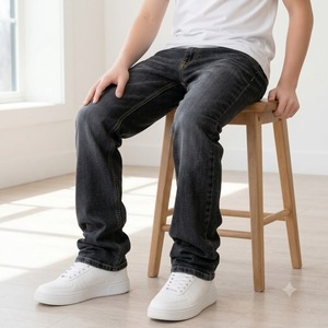 Wholesale Eco-Friendly Quick Dry Breathable Boys Straight Customized Casual Canvas <b>Jeans</b> - Product Image 3