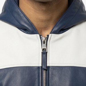 Sweat à capuche en cuir pour homme avec poches avant, fermeture éclair, manches longues, qualité supérieure - Product Image 4