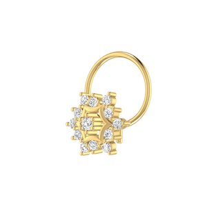 AJRETAIL Élégant clou de nez en diamant naturel rond taille brillant de 0,09 ct, motif floral, en or 14 carats, bijou de piercing ethnique pour femme - Product Image 4