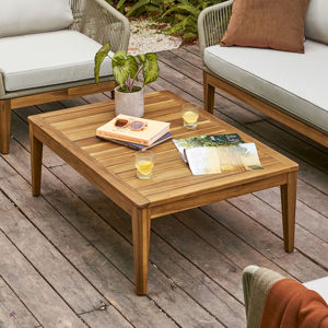 Mesa de Centro de Madera de Teca Sólida de Diseño Moderno, Ecológica y Resistente al Agua para Uso en Exteriores, Playa y Hoteles, Último Modelo en Oferta - Product Image 1
