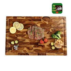 PRECIO ECONÓMICO: Tabla de cortar grande rectangular de madera de teca y acacia con veta de extremo para verduras y carne - Product Image 3
