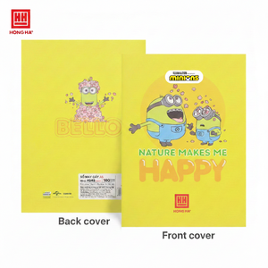 Cahier de composition en papier relié cousu, imprimé laminé Hong Ha 4650, 120 pages, multicolore, A5 (148x210mm), promotionnel, 5 cahiers - Product Image 3