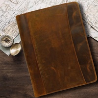 Portefeuille en cuir durable en gros, dossier en cuir facile à transporter avec fermeture à glissière pour porte-documents de voyage