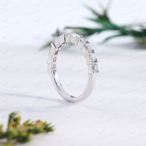 Oval Cut Eternity <b>Ring</b> Full Bezel Setting White Gold <b>Stacking</b> Wedding Band Modern Bridal Fine Jewelry <b>Ring</b> - Product Image 4