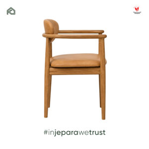 Fauteuil de salon en teck massif de style mid-century, siège rembourré en cuir, fauteuil lounge moderne, mobilier pour hôtel, villa, maison - Product Image 4