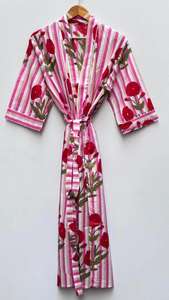 ชุดคลุมผ้าฝ้าย - ชุดกิโมโนลายดอกไม้ - ชุดคลุมสำหรับผู้หญิง ชุดเพื่อนเจ้าสาว ชุดคลุมเจ้าสาว ชุดคลุมอาบน้ำผ้าฝ้ายสำหรับฤดูร้อน ของขวัญ - Product Image 6