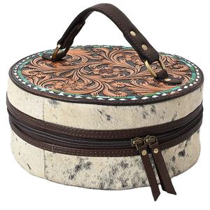 Étui de rangement en cuir de vachette naturel avec fermeture éclair à pompon, style bohème, écologique, organisateur de voyage pour femme, saison automne - Product Image 1