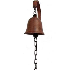 Sonnette de porte élégante en fer forgé de style vintage avec chaîne suspendue pour porche, entrée, jardin, mur et usage décoratif - Product Image 2