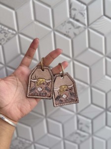 Tendencia 2026: Llavero de cuero hecho a mano con forma irregular, grabado personalizado, estampado, gran oferta, ligero, tipo arete para llaves. - Product Image 3
