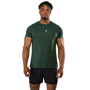 Camiseta Base Tee para Hombre, Color Verde Montaña, Manga Corta, Algodón Premium, Cómoda, para Gimnasio, Ropa Deportiva Moderna, Venta al Por Mayor - Product Image 1