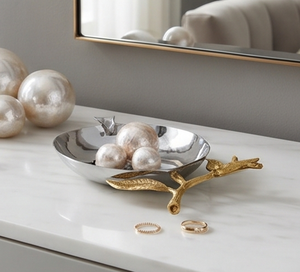 Elegante tazón decorativo de latón y acero inoxidable con diseño de granada, perfecto para refrigerios, frutos secos, decoración de hoteles y restaurantes. - Product Image 4