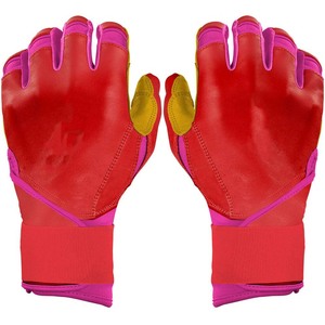 Gants de frappe en cuir rouge ELIXE SPORTS avec garniture rose, fermeture auto-agrippante rembourrée, respirants, légers, durables pour l'entraînement, unisexe - Product Image 1