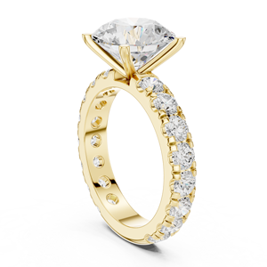 Anillo de Compromiso Aries Jewel con Diamante de 3 Quilates Cultivado en Laboratorio, Corte Redondo, Banda Clásica con Pavé, Oro de 14K, Certificado IGI VS E, para Aniversario o Boda - Product Image 3