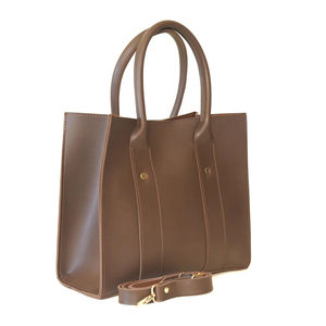Premium Quality <b>Leather</b> Brown Tote Handbag Durable Spacious Interior Soft Handles Comfortable Carrying Stylish <b>Strip</b> Design OEM - Product Image 3