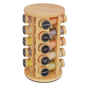 Bamboo <b>Spice</b> Carousel Rack 12 <b>Jars</b> - Wholesale Kitchen Organizer India - Product Image 1