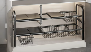 Organizador de Dos Niveles Expandible para Debajo del Fregadero, Estante de Almacenamiento de Acero al Carbono Ajustable, OEM/ODM Vietnam - Product Image 3
