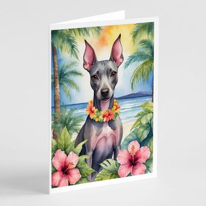 American Hairless Terrier Luau Tarjetas de felicitación Paquete de 8 Whimsical A7 Tamaño 5x7 Tarjetas de notas en blanco con sobres - Product Image 1