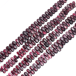 Perles de grenat naturel faites à la main, forme poire lisse, 8 pouces de long, 5,5x9 à 8,5x12 mm, pour la fabrication de bijoux, bracelets et colliers - Product Image 1