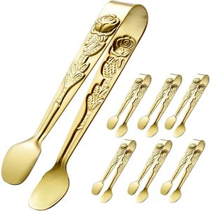 Mini Set di 6 Pinze Dorate da 4 Pollici per Cubetti di Zucchero a Forma di Rosa, Piccole Pinze per Servire su Vassoi - Product Image 1