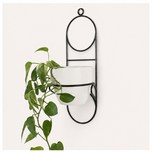 Jardinière murale moderne minimaliste en métal blanc avec cadre en métal noir, style vintage, pot de jardin pour plantes succulentes d'intérieur - Product Image 6