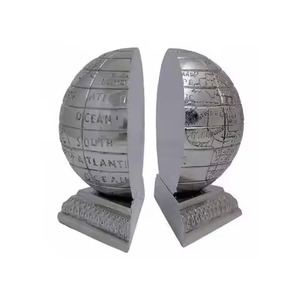 New Style Metal Globe Bookends 2Pcs Engraved Traditional Design Sculptural Decorative Home Office Use Book End - Product Image 1