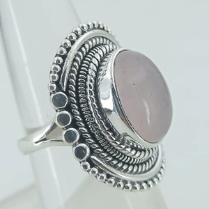Rose <b>Quartz</b> Oval <b>Ring</b> 925 Sterling Silver Handmade Statement Promise Jewelry for Women <b>Ring</b> bezel setting January Birthstone - Product Image 4