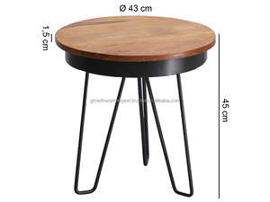 Industrial Style Round End <b>Table</b> Wooden Top Side <b>Table</b> with Hairpin Legs for Home Furniture Contemporary Wooden Top Side <b>Table</b> - Product Image 4