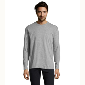 T-shirt confortable à manches longues pour hommes, en coton léger, col rond, doux et respirant, haut décontracté, idéal pour un usage quotidien, les voyages et la marche - Product Image 1