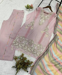 Pakistani Women's Salwar Kameez Party Wear pakistani style with <b>Floor</b>-Length Three Piece Suit 85229 LEMBOGEE- LG-2103 - Product Image 4