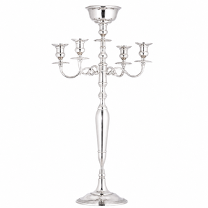 90cm 5 Arm <b>Silver</b> Candelabra | Tall Metal Candle Holder | Luxury Wedding Table Centerpiece | Elegant Decorative <b>Candlestick</b> - Product Image 2