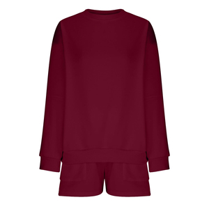 ชุดเสื้อสเวตเชิ้ตและกางเกงขาสั้นสำหรับผู้หญิง ลายเหนือเข่า สวมใส่สบายๆ ชุดสองชิ้น เนื้อผ้านุ่ม ใส่สบาย เหมาะสำหรับฤดูร้อน - Product Image 5