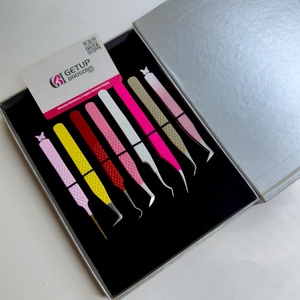 GETUP BROSONS IMPEX – Kit de pinces à extensions de cils colorées et de styles variés, outils de précision en acier inoxydable anti-magnétique et lisses - Product Image 1
