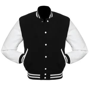 <b>Men</b> Plain Blank Varsity Letterman <b>Jackets</b> 2026 Wholesale Custom Latest Designs <b>Long</b> Sleeve Leather/wool made <b>Jacket</b> for <b>men</b> - Product Image 3