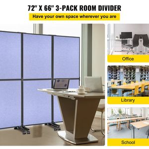 Pannello Divisorio Acustico per Ufficio 183 cm x 168 cm, Set da 3, Blu Acciaio, Parete Divisoria per Uffici - Product Image 2