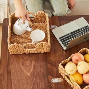 Panier de rangement écologique en jacinthe d'eau pour coiffeuse de chambre, paniers en osier tressés à la main pour petits accessoires et produits de soin - Product Image 5