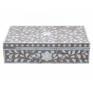 Haute qualité moderne fait à la main menthe motif Floral nacre boîte à bijoux organisateur stockage débutant cadeau - Product Image 6