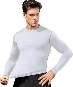 Chemise de performance à manches longues pour homme, coupe ajustée, compression, séchage rapide, écologique, en spandex/polyester, couche de base athlétique - Product Image 4